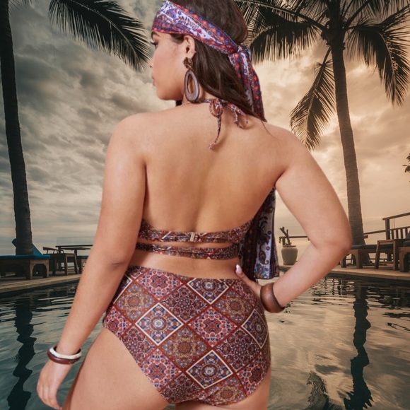 Tribal Wrap Halter Bikini, 4X - Brand New - Picture 3 of 5